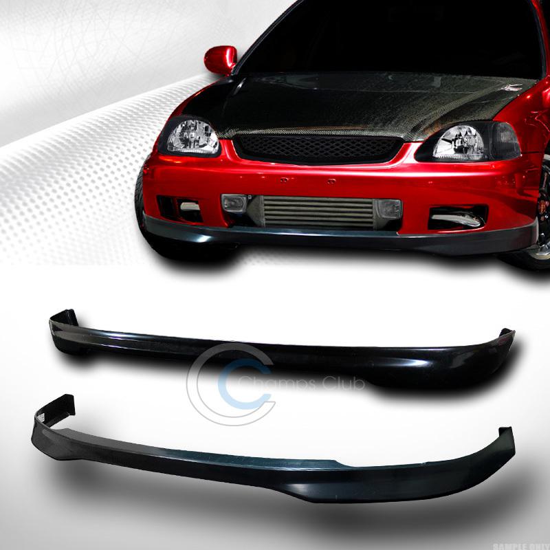 Blk tr poly-urethane front+rear spoiler bumper lip kit 96-98 honda civic 3dr ek9