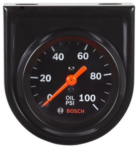 Bosch 2&#034; mechanical oil pressure gauge 0-100 psi black / black bezel new fst8216
