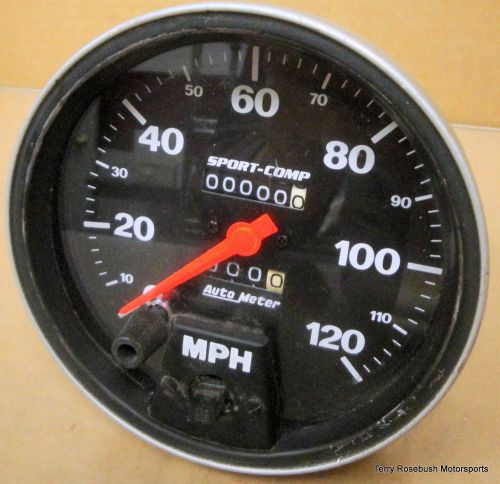 Auto meter 3994 sport comp speedometer, 0-120mph, 5.0&#034; dia, dash mount, trip set