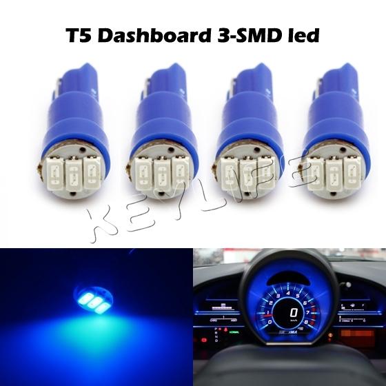 4x blue t5 3 smd 3528 led speedometer gauge cluster led light bulb 57 37 73 257