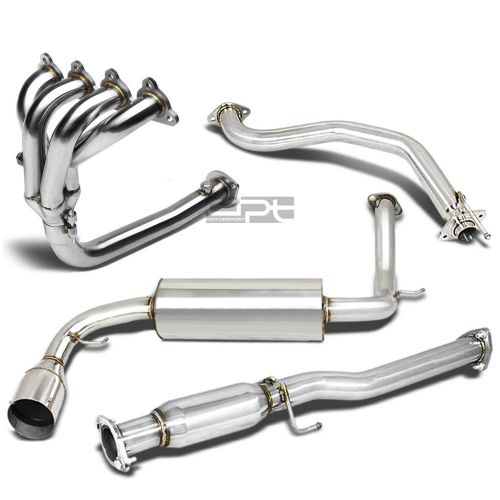 For cr-x ed 4.5&#034; muffler tip stainless steel catback+4-1 header manifold exhaust