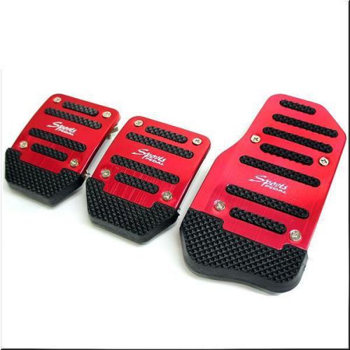 Car manual transmission pedals alloy red x 3 pieces