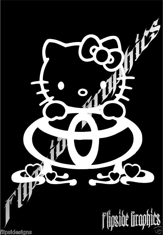 Hello kitty custom toyota cars trucks  windows laptop bumper stickers 6"