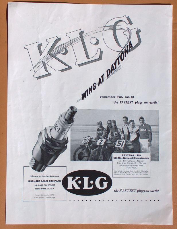 Lg295   1950 klg spark plugs single page ad!