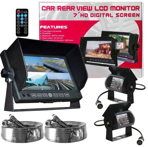 2 x backup cameras 7&#034; quad monitor with dvr safety system for truck trailer rv