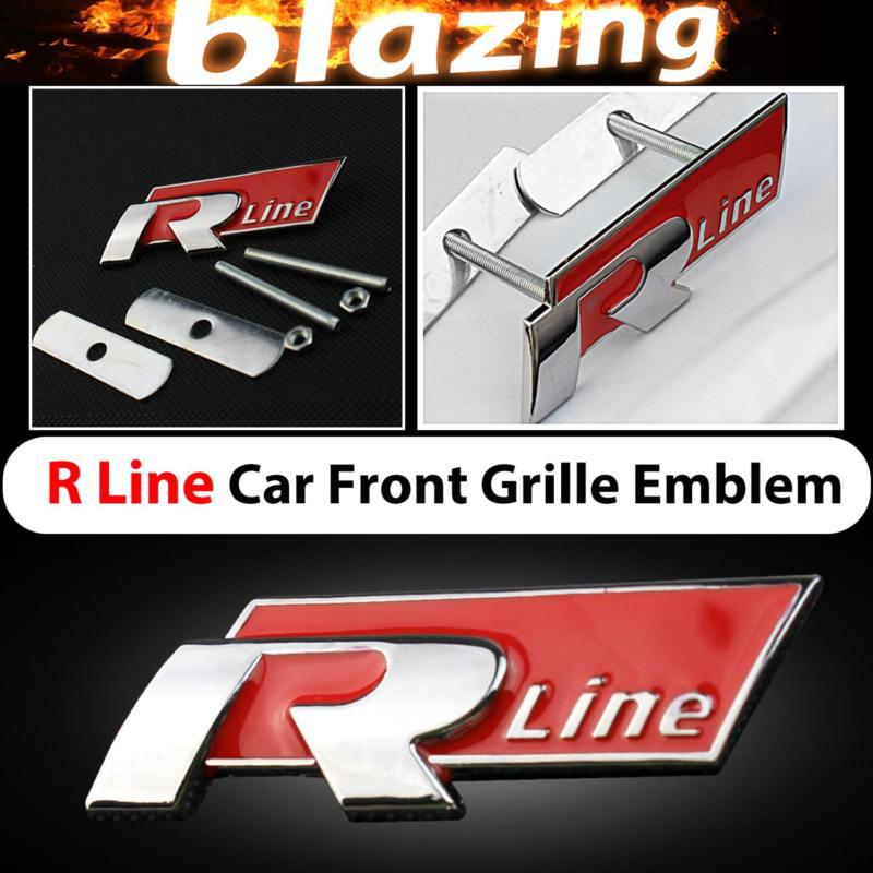 R-line r line red metal hood front grille grill badge emblem decal 