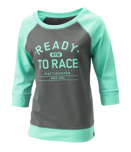 New 2016 ktm girls rapid longsleeve shirt  medium  gray/aqua   3pw1683203