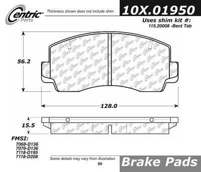 Centric 102.01950 brake pad or shoe, front-c-tek metallic brake pads-preferred