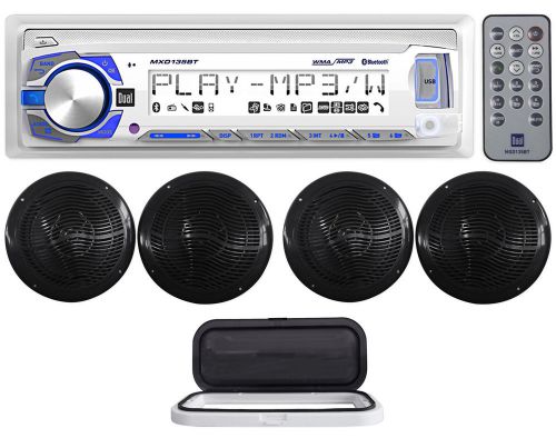 Dual mxd135bt marine/boat digital media receiver+housing+(4) 8&#034; boat speakers