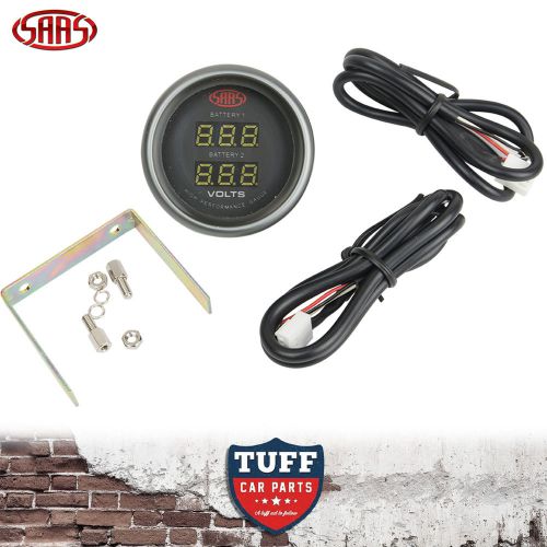 Saas dual volt gauge black face dial 52mm multi colour 8v - 18v + fitting kit