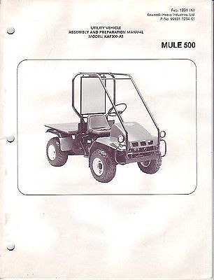 Kawasaki © 1991 mule 500 utility vehicle assembly preparation manual