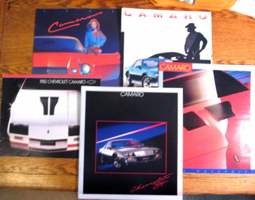 Chevy camaro brochure lot: 1981 1982 1983 1984 1987, 5 pcs, xlnt original z28