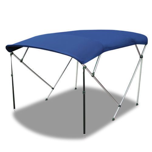Bimini 4 bow top boat cover blue 79&#034;-84&#034; with rear poles and integrated sock