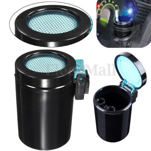 Black cigarette ashtray ash tray holder auto car vehicle smoking cup w/led light