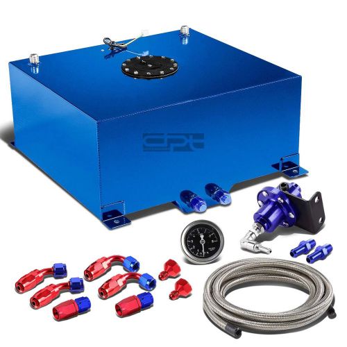 20 gallon aluminum fuel cell tank+cap+oil feed line+1:1 pressure regulator blue