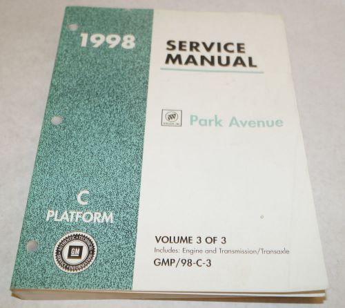 1998 buick park avenue oem service shop manual - volume 3 engine transmission