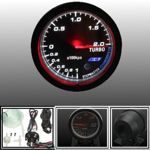 Universal 12v 60mm black car auto turbo boost gauge meter with mount bracket