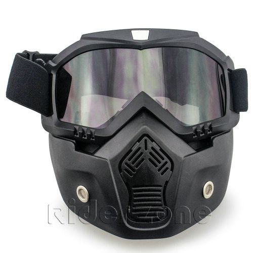 Motorcycle helmet riding detachable modular face mask shield goggles eyewear