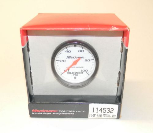 Stewart warner max performance white face boost gauge 2 1/16&#034; p/n 114532 new