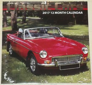 Factory sealed--&#034;2017 classic cars #2&#034; 12 month wall calendar--12&#034;x24&#034;!!!