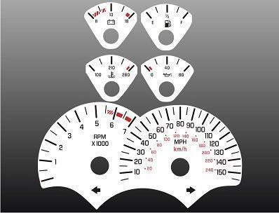 1999-2002 firebird 150mph instrument cluster white face gauges laminated 98-02