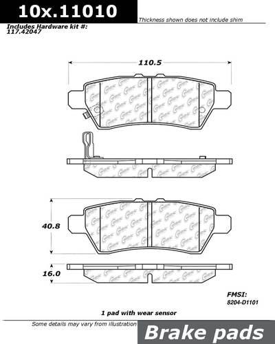 Centric 105.11010 brake pad or shoe, rear