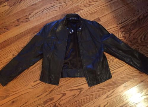 Women&#039;s black soft leather harley jacket by mixit
