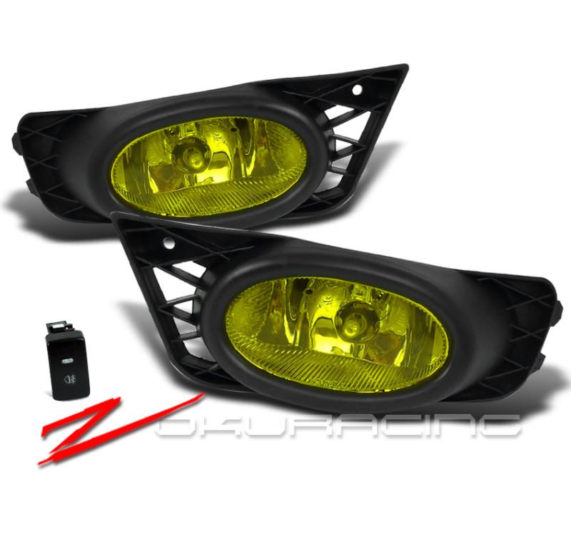 2009-2011 honda civic 4dr lx ex si yellow bumper fog lights+switch