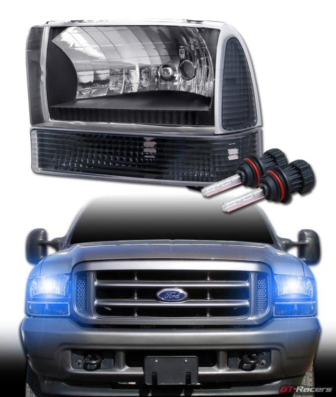 10k hid bi-xenon blk headlights+corner signal lamp 1999-2004 f250 f350 excursion