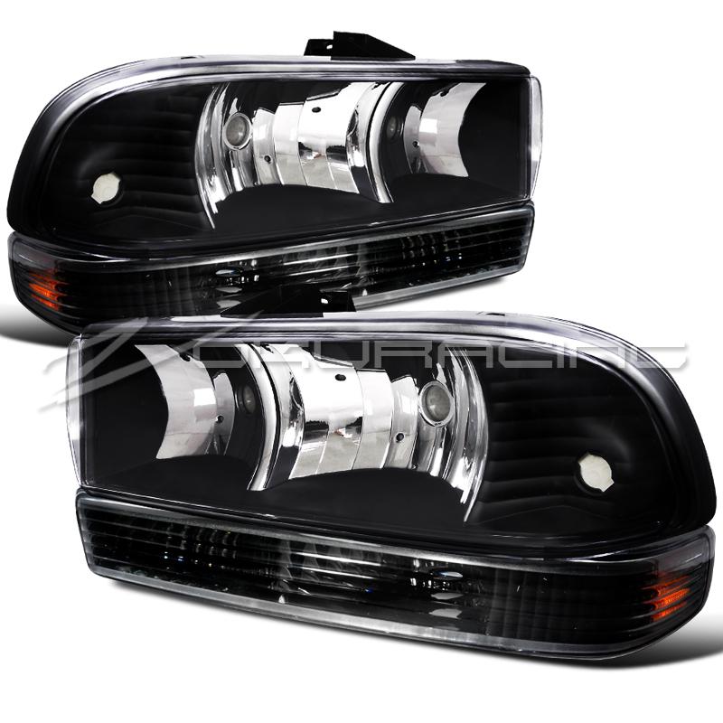 1998-2004 chevy s10/blazer headlights+signal parking bumper black