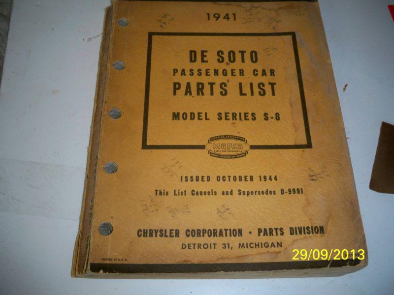 1941 desoto original factory parts book list