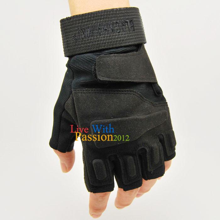 Black hawk fingerless military tactical airsoft hunting riding gloves size m