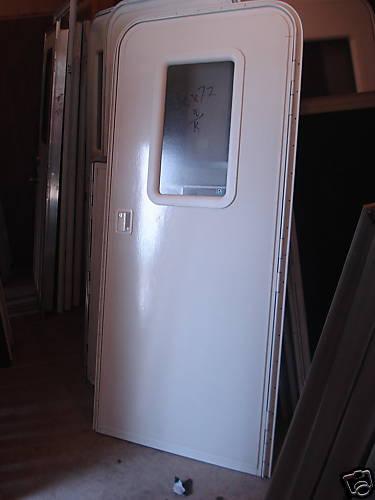 Trailer door, 30" x 72".  white, w/lock & key, w/screen