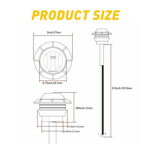 10x 3/4&#034; round white led side marker bullet light waterproof for truck trailer