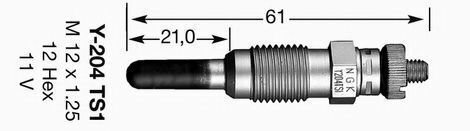 Ngk y-204ts1 / y204ts1 / 3829 sheathed glow plug pack of 2