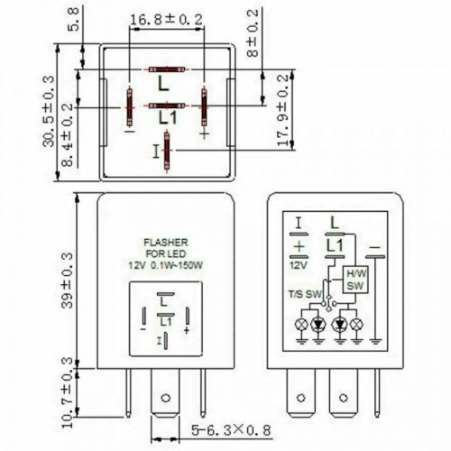 12v 5-pin ep27 fl27 led flasher relay for led turn signal lamps hyper flash