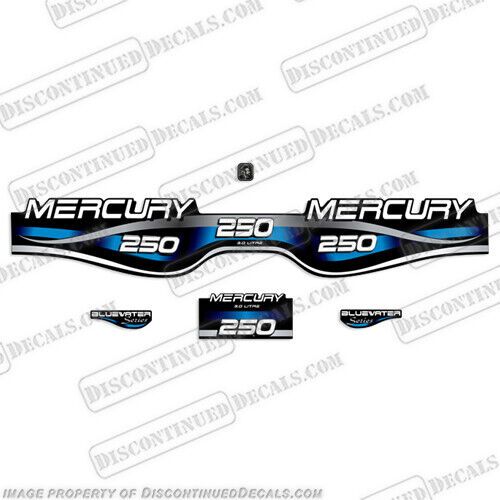 Fits mercury 250hp 3.0l bluewater series decal kit (blue)