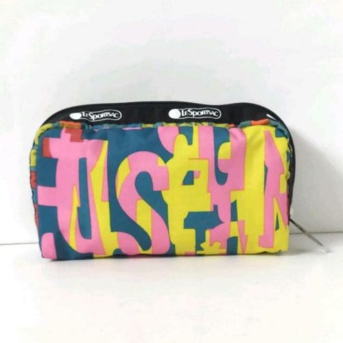 Lesportsac pouch - pink yellow multi respo nylon