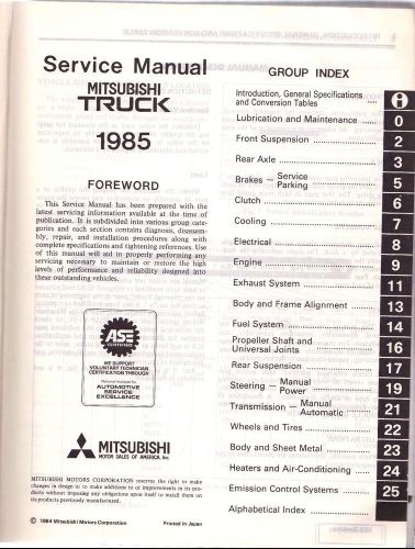 Mitsubishi truck service manual-1985-diagnosis-repair-specs-assembly-servicing