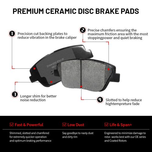 Front drilled rotors and ceramic brake pads for dodge durango 2014 2015 - 2020