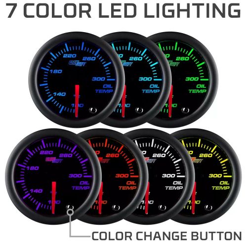 New 52mm glowshift smoked lens 7 color led oil temp °f gauge meter kit