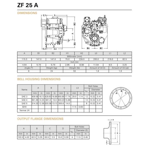 Zf 25a 2.3:1 marine boat transmission gearbox hurth hsw250a 3315001016 mech