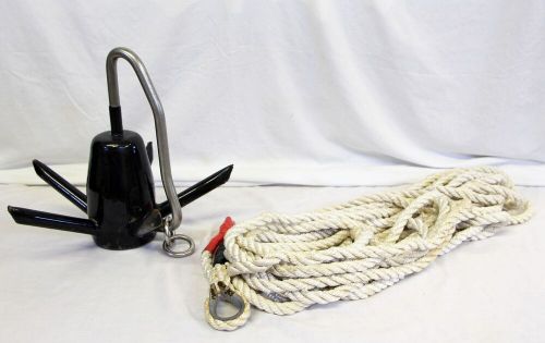 Greenfield richter style boat anchor black 25 lb with 50 feet rope