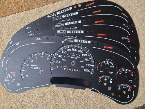 5) piece 2006 oem stock hd gas kilometer gauge face cluster applique inlay only