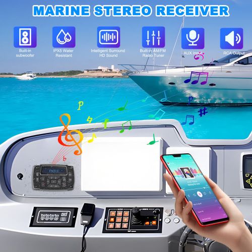 Am/fm radio receiver digital media mp3 player usb input boat stereo radio system