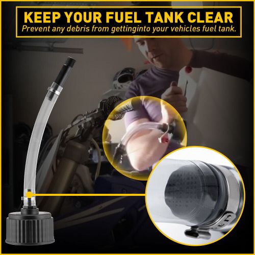 2set durable fuels hose deluxe filler &amp; cap kit black fit 5 gallon fuel jug