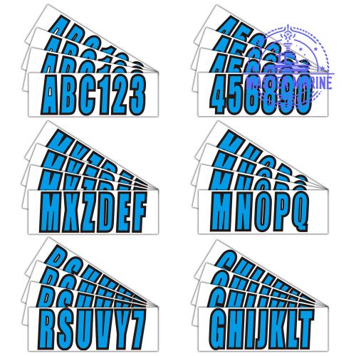 Boat letters and numbers registration stickers blue 4 sets of a-z &amp; 0-9