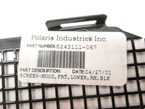 Oem polaris 5243111-067 black right hand lower front hood screen nos