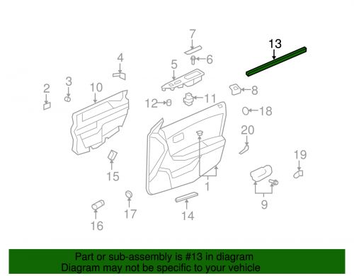 Genuine gm passenger side front door window inner sealing strip 20897271