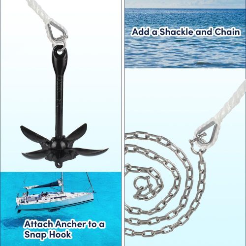 Anchor rope 100 ft x 3/8 inch polypropylene rope 3 strand twisted anchor line...